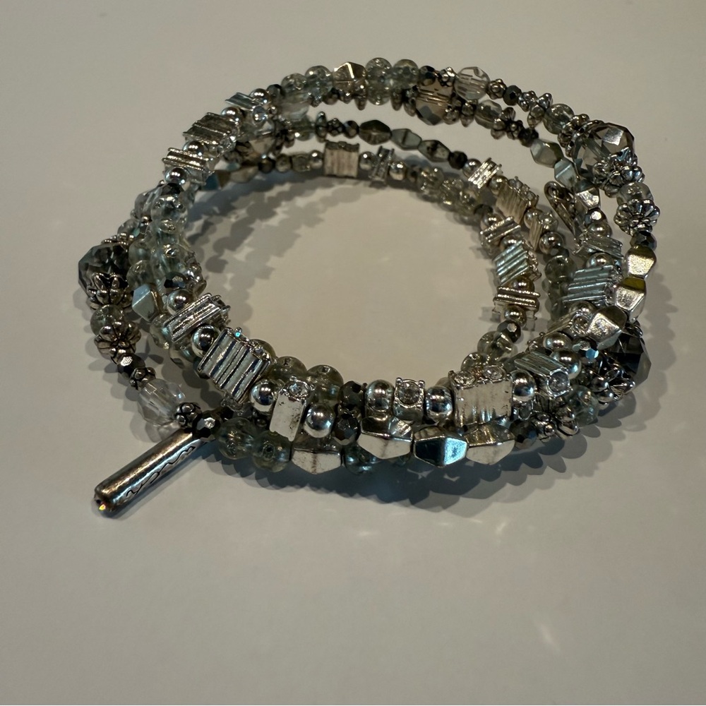 Silver Beaded Wrap Bracelet
